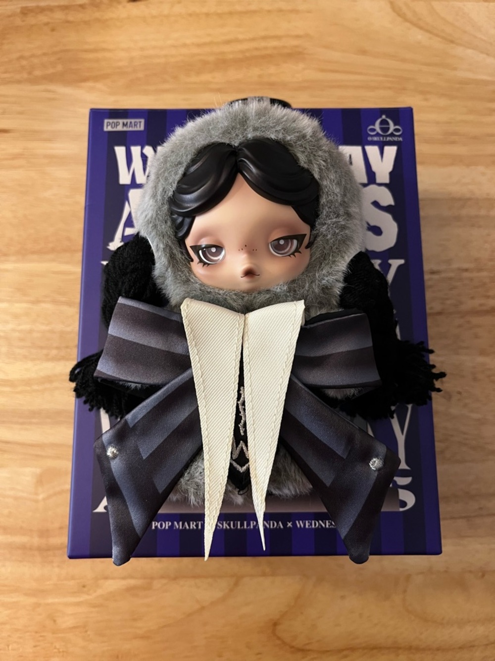 Pop Mart Skullpanda × Wednesday Plush (Nevermore Academy Uniform Version)